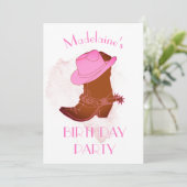 Invitation Anniversaire Cowboy Pink Party (Debout devant)