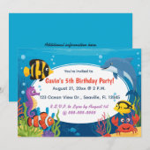 Invitation Anniversaire Créatures de l'Océan Modifiable (Devant / Derrière)