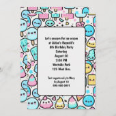 Invitation Anniversaire Crème glacée Cone et Doodles de coqui (Devant / Derrière)