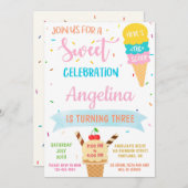 Invitation anniversaire crème glacée invitation de (Devant / Derrière)