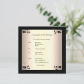 Invitation Anniversaire Crème glamour noir Floral (Debout devant)