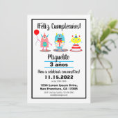 Invitation Anniversaire/Cumpleaños Monstres espagnols colorés (Debout devant)