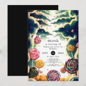 Invitation Anniversaire Cute Candyland (Devant / Derrière)