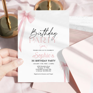 Invitation Anniversaire Cute Rose Bow