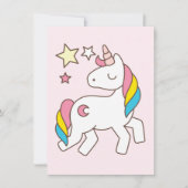 Invitation Anniversaire. Cute Unicorne avec de mignons baguet (Devant)