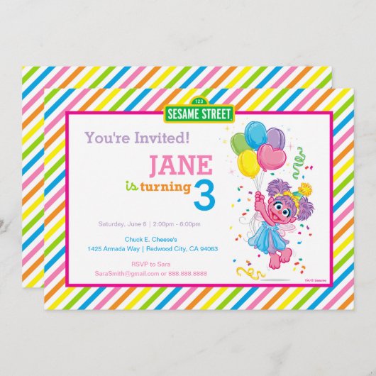 Invitation Anniversaire d'Abby Stried (Devant / Derrière)