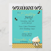 Invitation Anniversaire d'abeille et de petit gâteau (Dos)