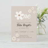 Invitation Anniversaire Daisy naturel Boho Retro Vibes (Debout devant)
