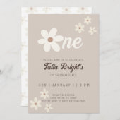 Invitation Anniversaire Daisy naturel Boho Retro Vibes (Devant / Derrière)
