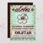 Invitation Anniversaire d'algue d'Aqua de coucher du soleil (Devant / Derrière)