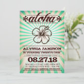 Invitation Anniversaire d'algue d'Aqua de coucher du soleil (Debout devant)