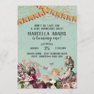 Invitation Anniversaire d'Alice au Pays des Merveilles