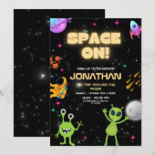 Invitation Anniversaire d'alien hors de ce monde Alien UFO  (Devant / Derrière)