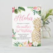 Invitation Anniversaire d'Aloha Luau Hawaiian Gold Pineappy (Debout devant)