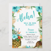 Invitation Anniversaire d'Aloha Turquoise, Hawaiian Luau Trop (Devant)