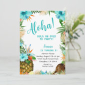 Invitation Anniversaire d'Aloha Turquoise, Hawaiian Luau Trop (Debout devant)