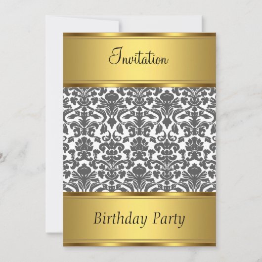 Invitation Anniversaire Damassé (Devant)