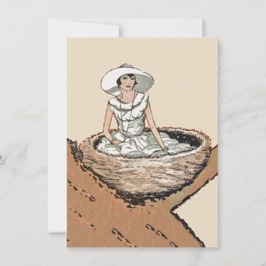 Invitation Anniversaire Dame en blanc assise dans l'arbre de (Dos)