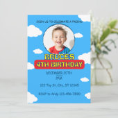Invitation Anniversaire d'ami Ciel Bleu & Nuages (Debout devant)