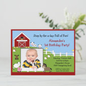 Invitation Anniversaire d'amusement d'animaux de grange de (Debout devant)