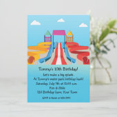Invitation Anniversaire d'amusement de parc aquatique (Debout devant)