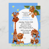 Invitation Anniversaire d'amusement de safari ęr (Devant / Derrière)