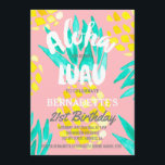 Invitation Anniversaire d'ananas de partie de Luau Aloha<br><div class="desc">Une partie faite sur commande de luau avec Aloha écrit avec la typographie de style de main pour un 21ème anniversaire. Une 21ème invitation moderne de fête d'anniversaire avec le jaune peint à la main d'aquarelle, l'orange, la turquoise et l'ananas tropical exotique vert. Si vous avez besoin de n'importe quel...</div>