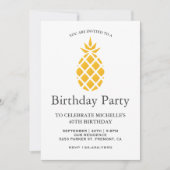 Invitation Anniversaire d'ananas tropical jaune frais (Devant)
