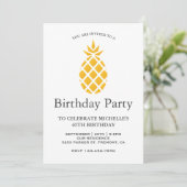 Invitation Anniversaire d'ananas tropical jaune frais (Debout devant)