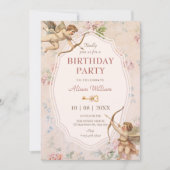 Invitation Anniversaire d'anges romantiques classiques vintag (Devant)