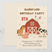 Invitation Anniversaire d'animal de la ferme (Devant / Derrière)