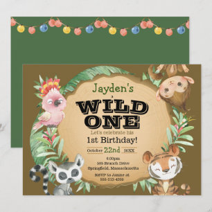 Invitation anniversaire d'animal exotique Wild One