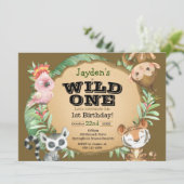 Invitation anniversaire d'animal exotique Wild One (Debout devant)