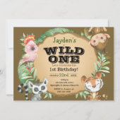 Invitation anniversaire d'animal exotique Wild One (Devant)