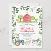 Invitation Anniversaire d'animaux de ferme verdoyants (Devant)