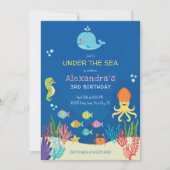 Invitation anniversaire d'animaux de la mer (Devant)