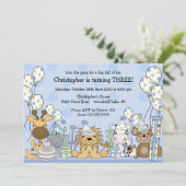 Invitation Anniversaire d'animaux de safari de garçons (Debout devant)