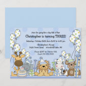 Invitation Anniversaire d'animaux de safari de garçons (Devant / Derrière)