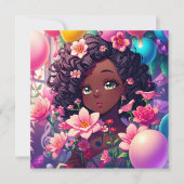 Invitation Anniversaire d'Anime afro-américaine (Devant)