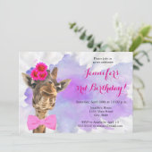 Invitation Anniversaire d'aquarelle animale de jungle de (Debout devant)