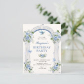 Invitation Anniversaire d'arche florale bleue (Debout devant)