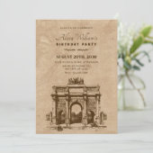 Invitation anniversaire d'architecture historique vintage (Debout devant)