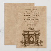 Invitation anniversaire d'architecture historique vintage (Devant / Derrière)