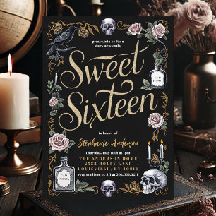 Invitation Anniversaire Dark Academia Sweet Sixteen
