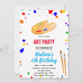 Invitation Anniversaire d'art de couleur primaire mignon (Devant)