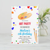 Invitation Anniversaire d'art de couleur primaire mignon (Debout devant)