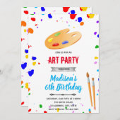 Invitation Anniversaire d'art de couleur primaire mignon (Devant / Derrière)