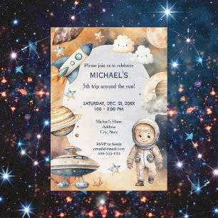 Invitation Anniversaire d'astronaute de l'espace fantaisiste