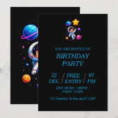 Invitation Anniversaire d'astronaute explorateur spatial pers (Devant / Derrière)