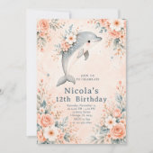 Invitation Anniversaire Dauphin Floral (Devant)